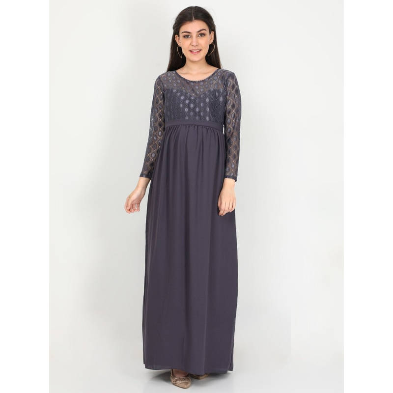 The Mom Store Glamorous Grey Maternity Gown (M)