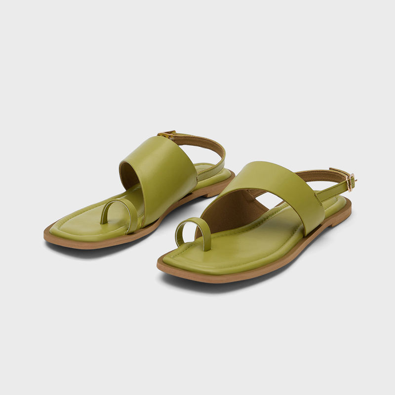 Twenty Dresses by Nykaa Fashion Green Square Toe Slingback Flat Sandal (EURO 41)