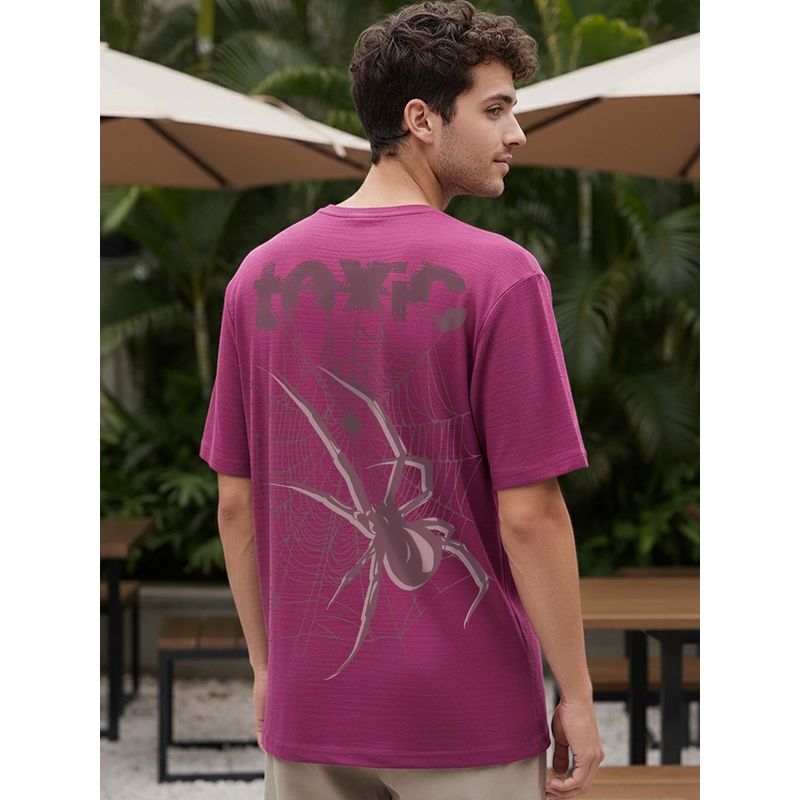 Bewakoof Men's Violet Quartz Toxic Graphic Printed Oversized T-Shirt (S)