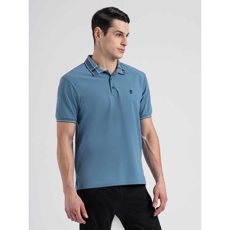 Red Tape Mens Blue Polyester High Stretch Collar Polo T-Shirt (2XL)