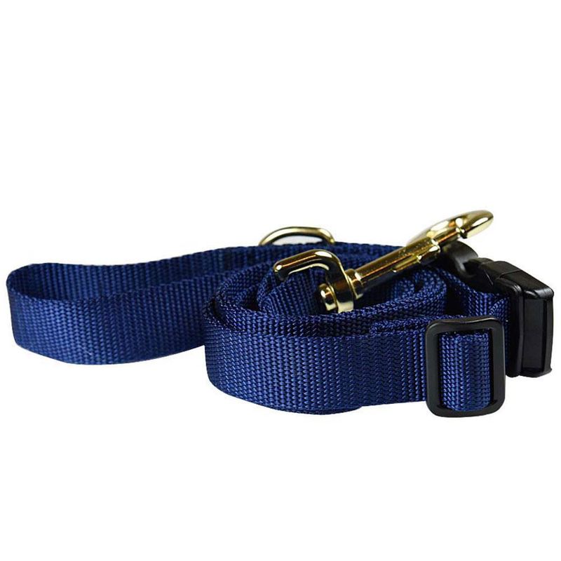 Heads Up For Tails Adjustable Nylon Dog Leash - Navy Blue (Large)