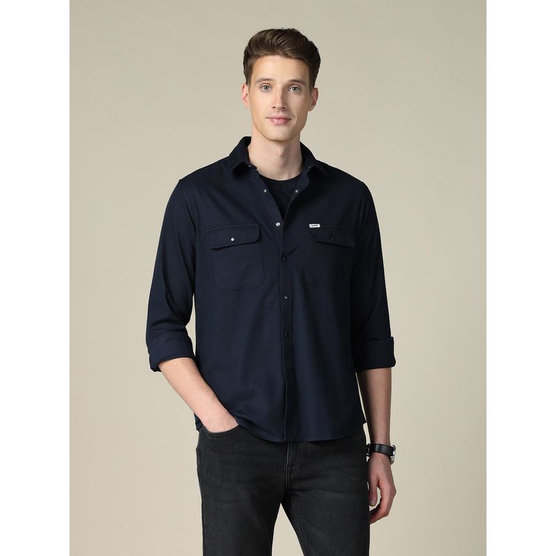 U.S. Polo Assn. Denim Co. Men's Textured Twill Shacket - Navy Blue (42)
