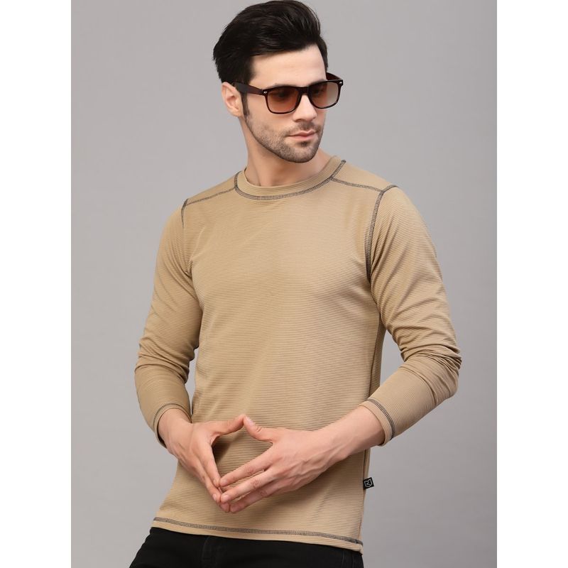 RIGO Men Beige Poly Corduroy T-Shirt (S)