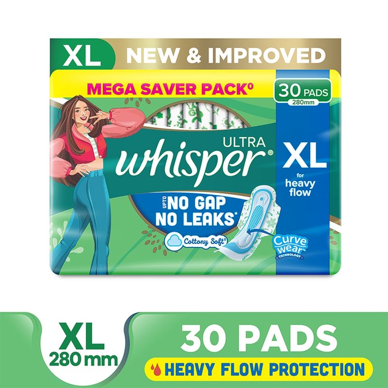 Whisper Ultra Upto No Gap No Leaks Sanitary Xl Pads For Heavy Flow Protection