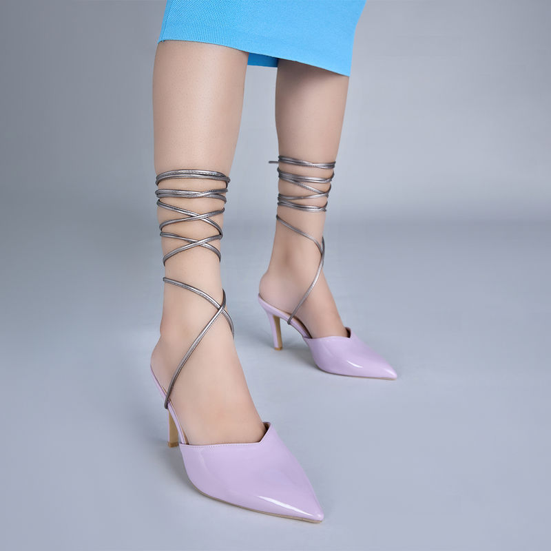RSVP by Nykaa Fashion Lilac Pointed Tie Up Stilettos (EURO 38)