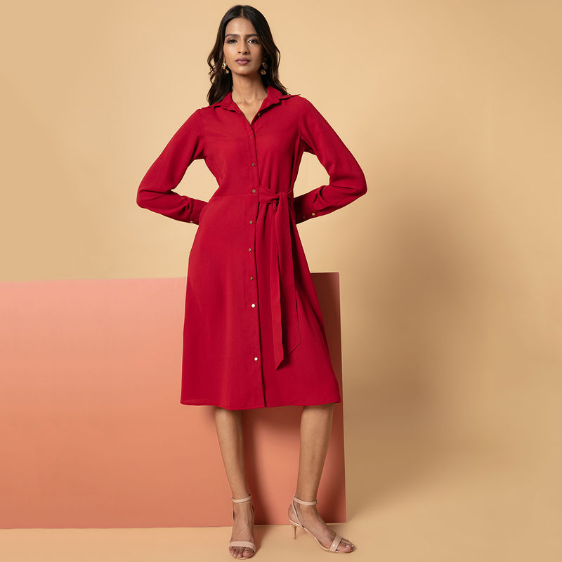 Twenty Dresses By Nykaa Fashion Red It Is A Tie Dress - Red (S)