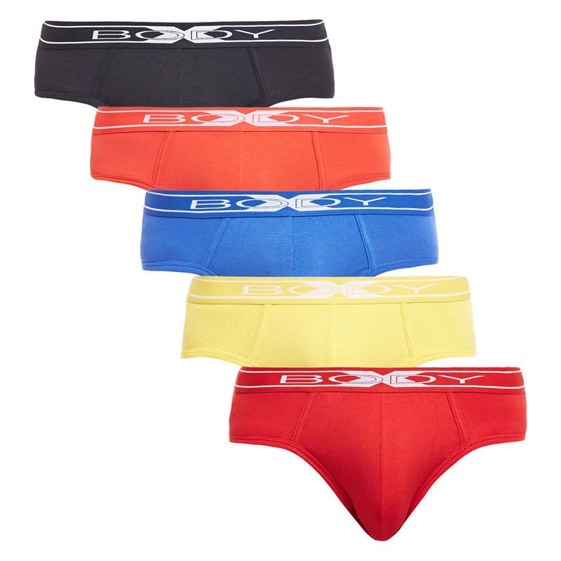 BODYX Pack Of 5 Solid Briefs In Multi-Color (M)
