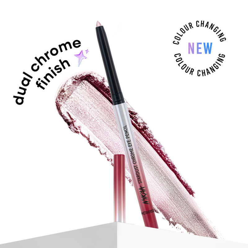 Nykaa Stardust Holographic Long Lasting Waterproof Smudgeproof Chrome Pencil Eyeliner - Metaverse