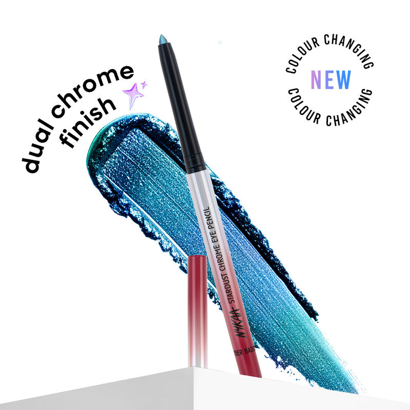 Nykaa Stardust Holographic Long Lasting Waterproof Smudgeproof Chrome Pencil Eyeliner - Cyber Baddie