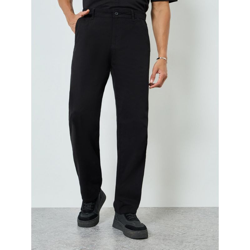 Styli Mens Black Relaxed Fit Tapered Chinos (34)