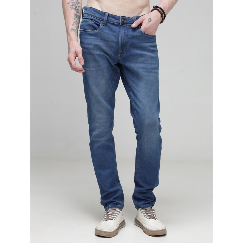 TURMS Mens 30 Days No Wash Navy Blue Denim Jeans (30)