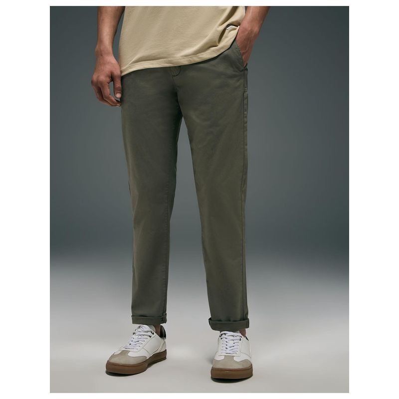 Flying Machine Green Slash Slim Tapered Fit Twill Chinos (30)