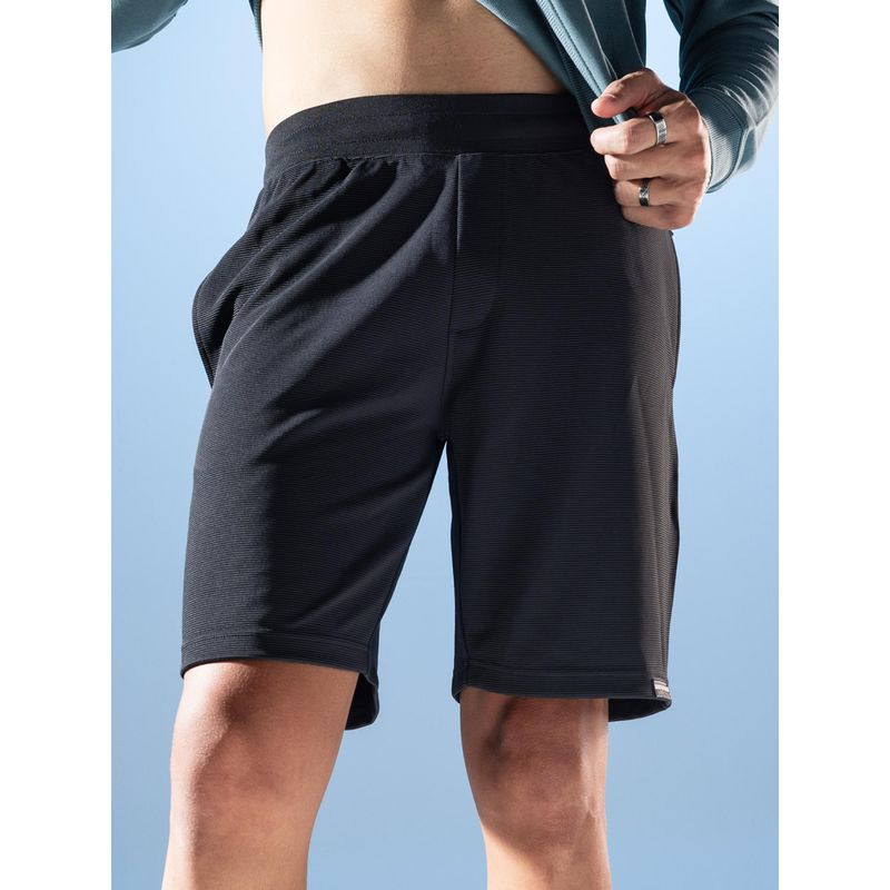 DaMENSCH Mens Black Premium Regular Fit Ottoman Textured Shorts (S)