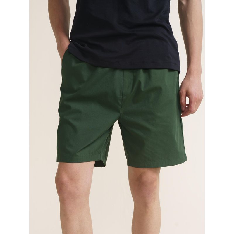 DaMENSCH Mens Green Pure Cotton Ultra Light Lounge Shorts (S)