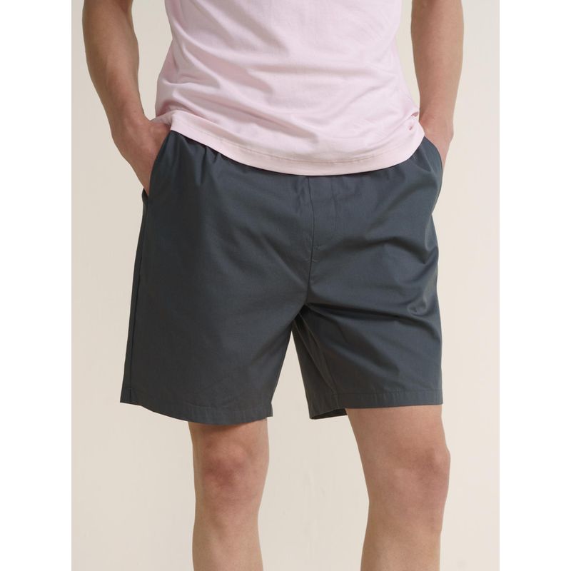 DaMENSCH Mens Grey Pure Cotton Ultra Light Lounge Shorts (M)