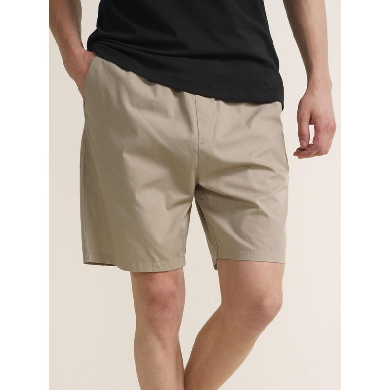 DaMENSCH Mens Beige Pure Cotton Ultra Light Lounge Shorts (M)