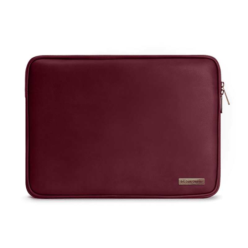 Dailyobjects Burgundy Vegan Leather Zippered Sleeve For Laptop/macbook - 15 Inch