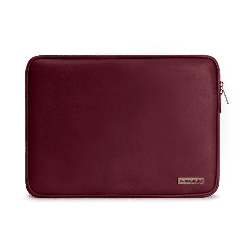 Dailyobjects Burgundy Vegan Leather Zippered Sleeve For Laptop/macbook - 15 Inch