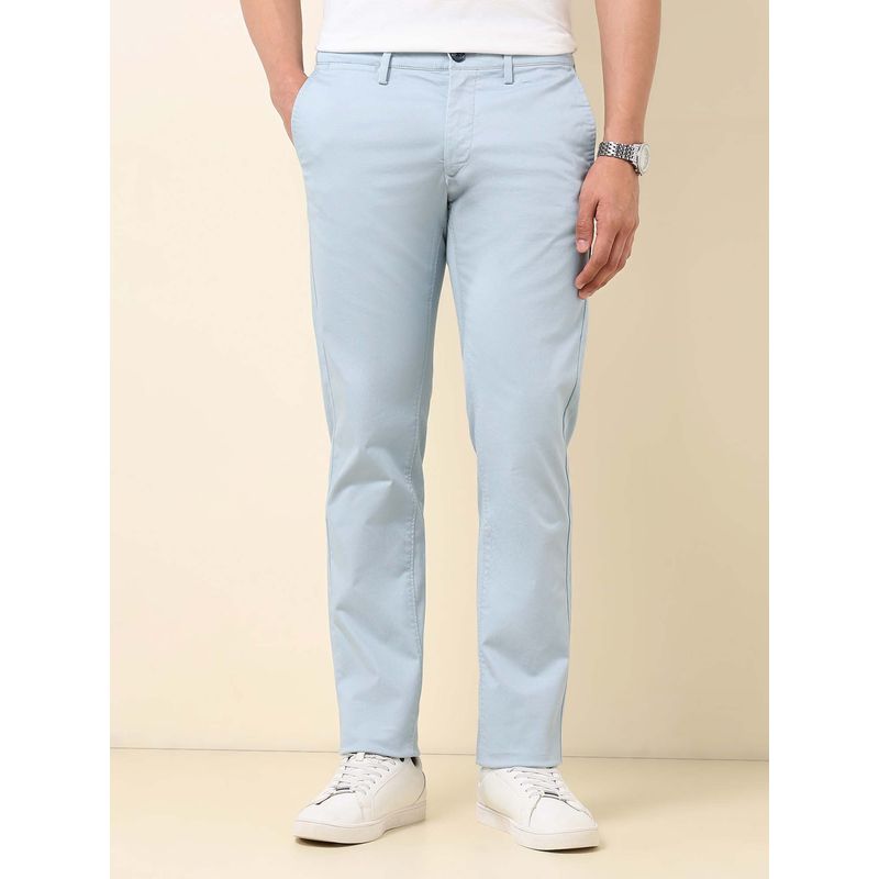 U.S. POLO ASSN. Men Blue Dobby Denver Slim Fit Trouser (36)