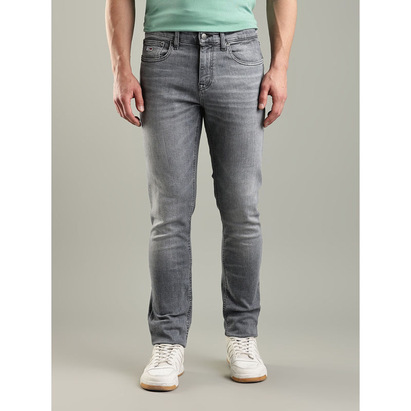 Tommy Hilfiger Men Grey Cotton Ankle Mid Waist Jeans (30)