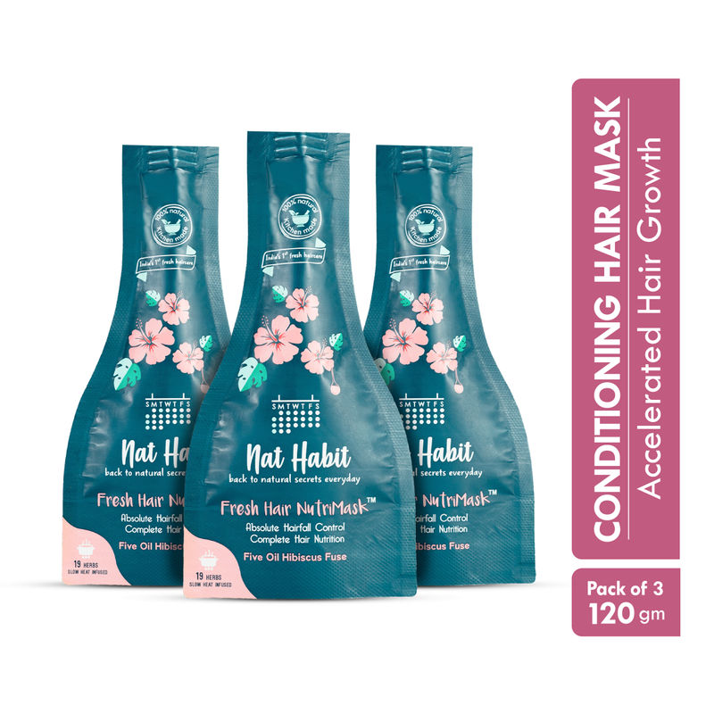 Nat Habit Hibiscus Hair Mask with Argan Oil and Peanut Protein for Hair Growth, Shine & Smoothening