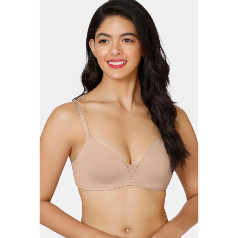 Zivame Beautiful Basics Non Wired Medium Coverage Push-Up Bra - Roebuck (34B)