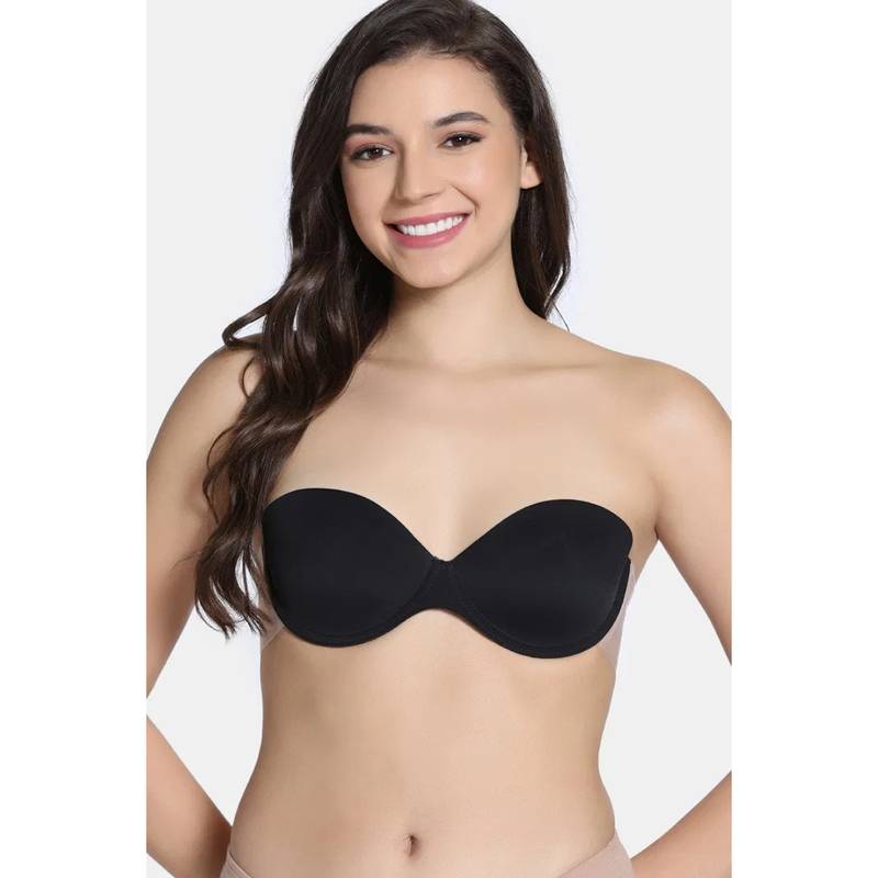 Zivame Padded Non Wired Low Coverage Stick-On Bra - Black (D)