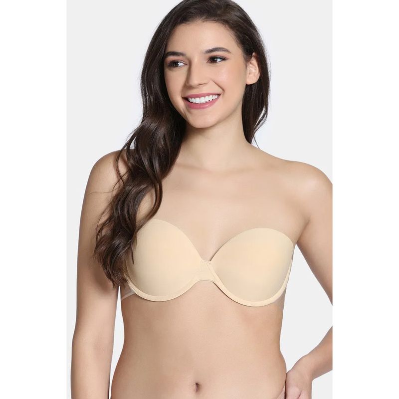 Zivame Padded Non Wired Low Coverage Stick-On Bra - Skin (B)