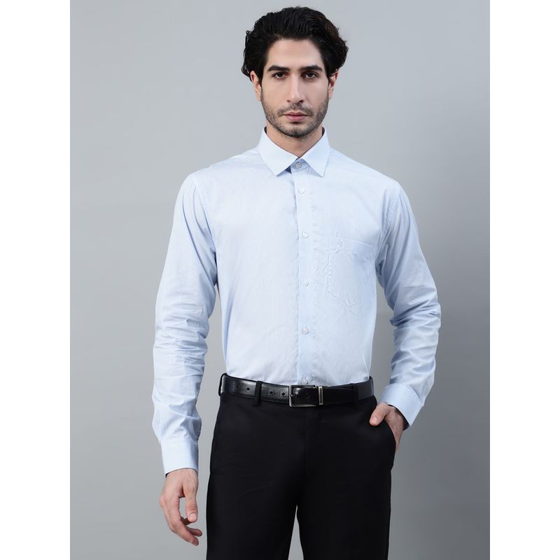 Cantabil Men Sky Blue Striped Formal Full Sleeve Shirt (38)