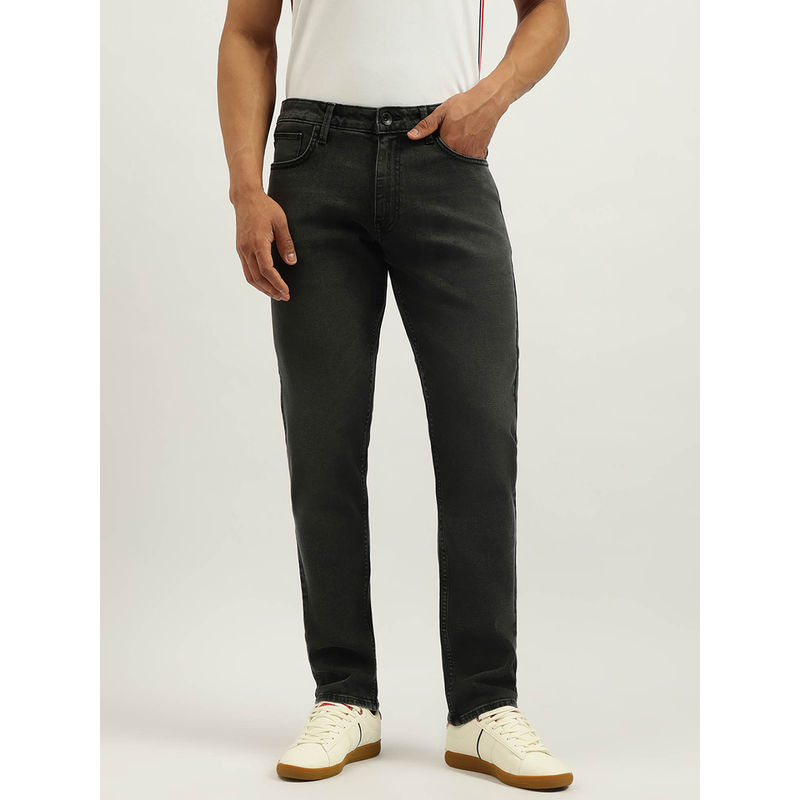 United Colors of Benetton Charcoal Solid Straight Fit Washed Jeans (42)