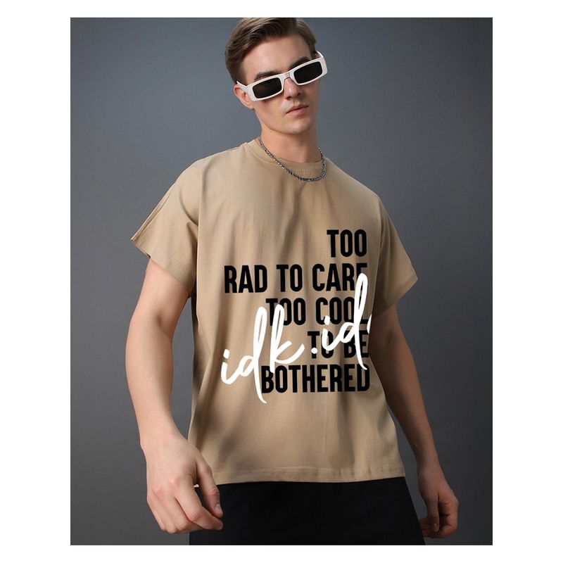 Bewakoof Men's Ginger Root Brown Idkidc Typography Square Fit Vest (S)