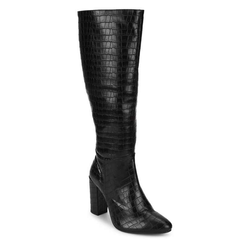 Truffle Collection Black Animal Print Boots (UK 3)