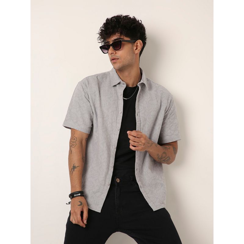 BLNK Grey Polyester Textured Shirt (L)