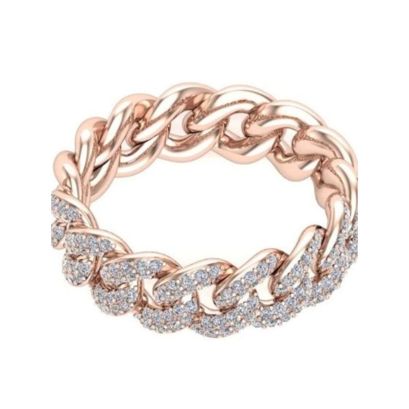 Margento Jewels 925 Sterling Silver Link Chain Rose Gold Ring (5)