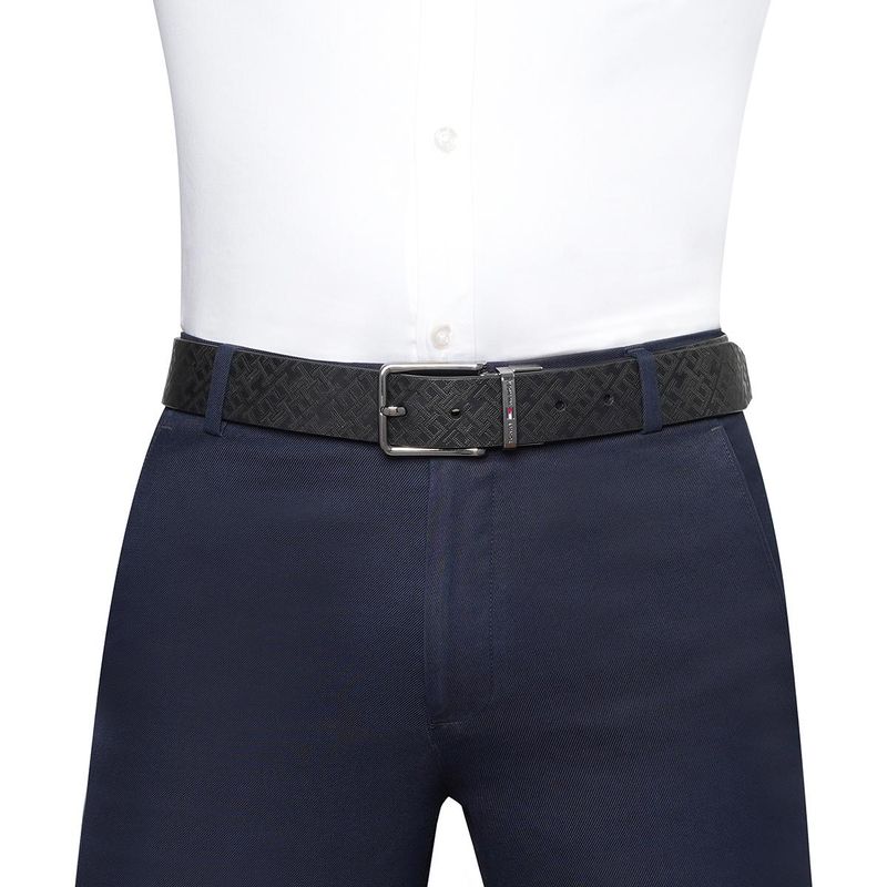 Tommy Hilfiger Men Magnolia Leather Reversible Belt - Black (L)