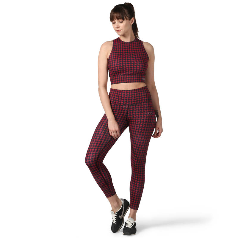 Silvertraq Houndstooth Moto Crop Tee - Red (XL)