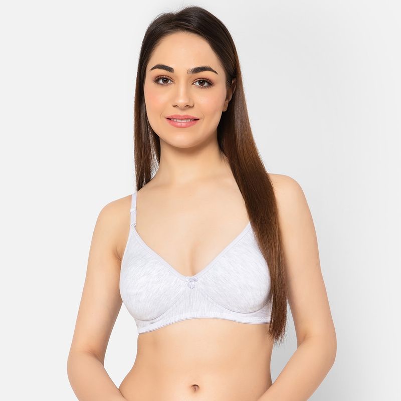 Clovia Lightly Padded Non-Wired Full Cup Multiway T-Shirt Bra In Grey Melange - Cotton Rich (36C)