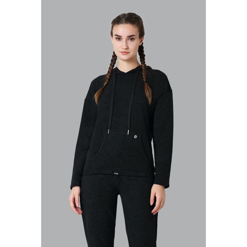 Van Heusen Athleisure Women Long Sleeve & Reflective Trim Hoodie - Black Beauty Sand (M)