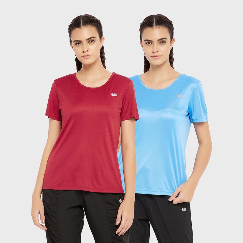 Clovia Comfort-Fit Active T-shirt Multi-Color (Pack of 2)(S)