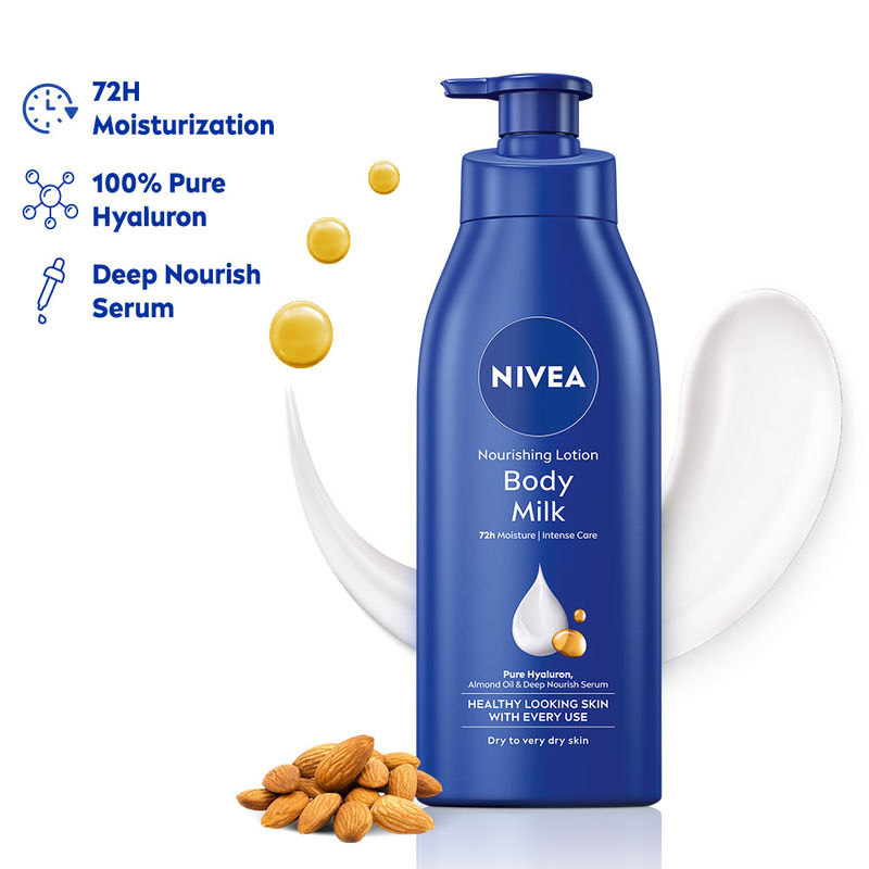 Nivea Deep Moisture Serum Vit E Body Lotion 48H Intense Moisturization Almond Oil Dry-Very Dry Skin
