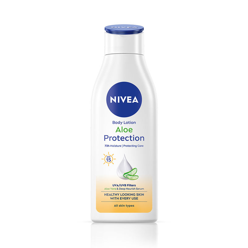NIVEA Sunscreen lotion with SPF 15 & ALOEVERA- 5 in 1 COMPLETE CARE for 48H Moisturization