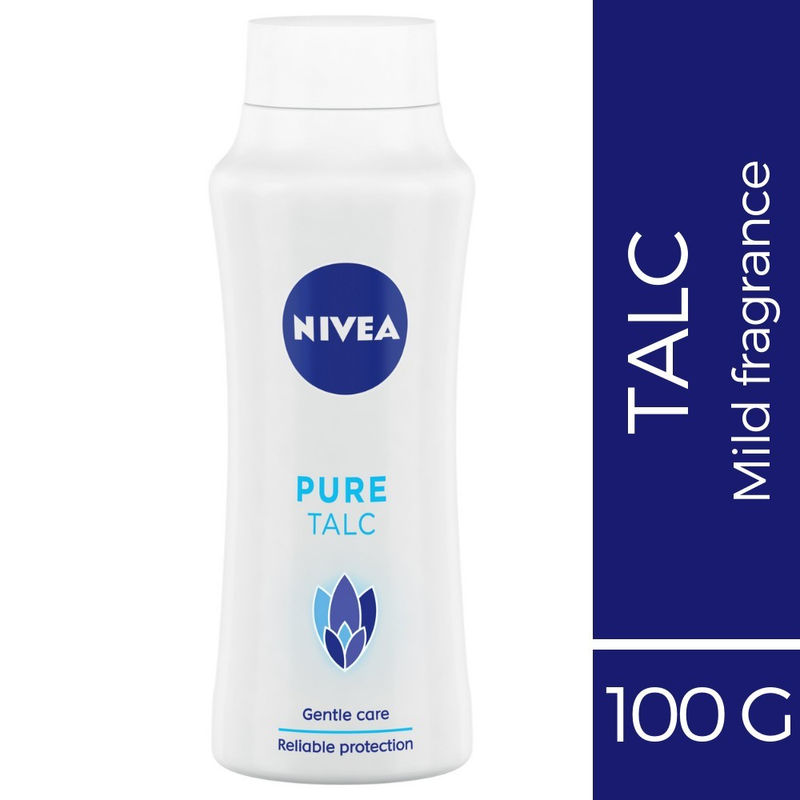 NIVEA Talcum Powder, Pure, For Gentle Fragrance & Reliable Protection Against Body Odour