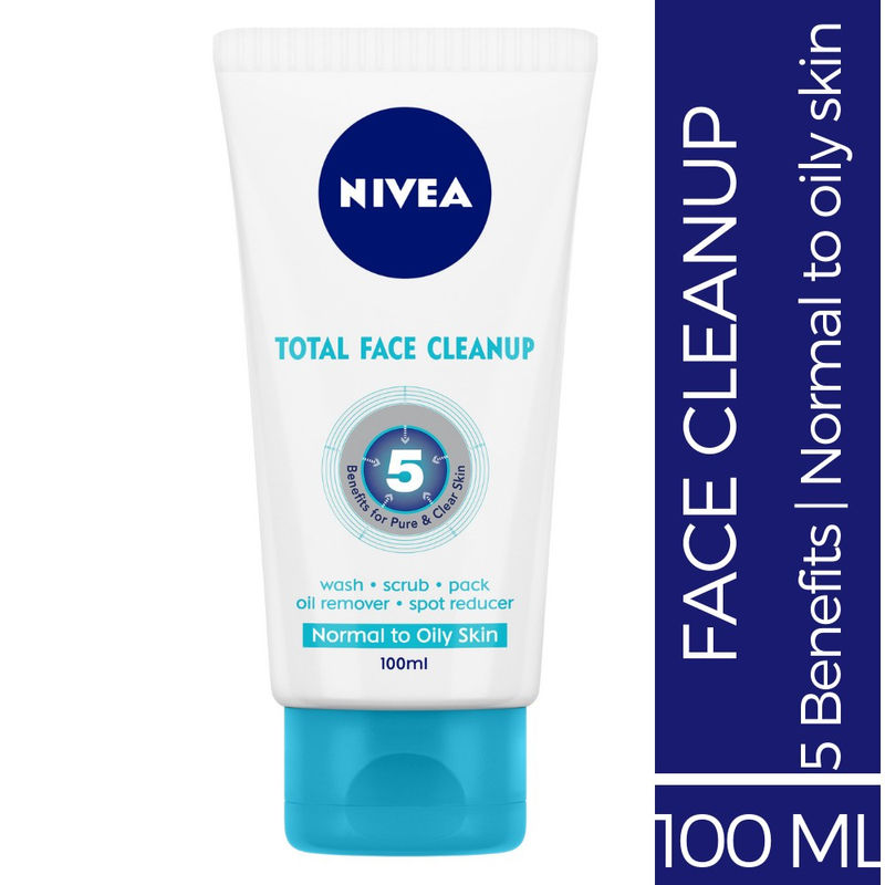 NIVEA Women Face Wash, Total Face Cleanup, acts as Face Wash, Face Scrub & Face Pack