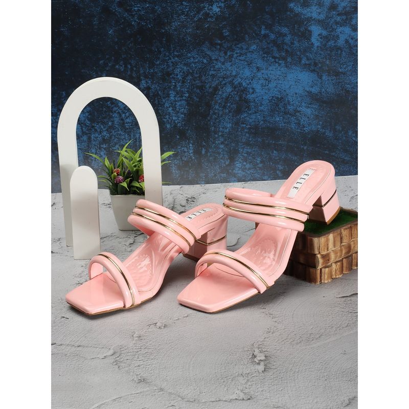 ELLE Pink Women Striped Sandals (EURO 38)