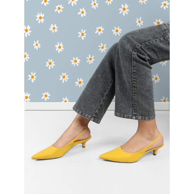 ELLE Yellow Women Solid Mules (EURO 38)