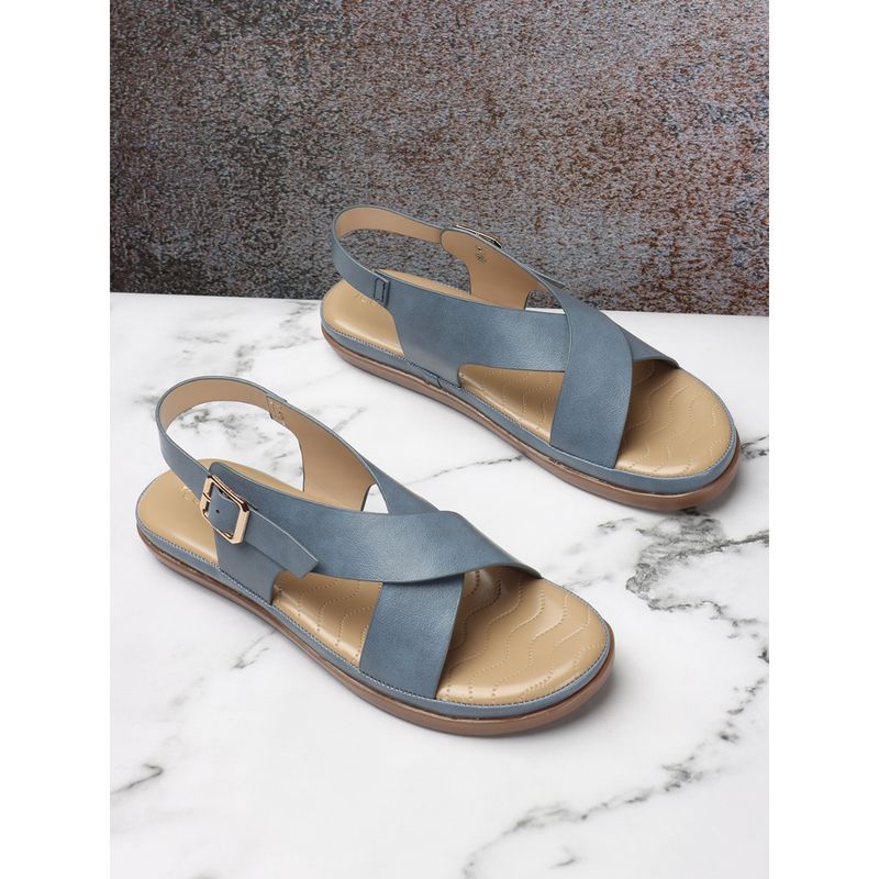 Iconics Women Blue Comfort Flat Sandals (EURO 41)