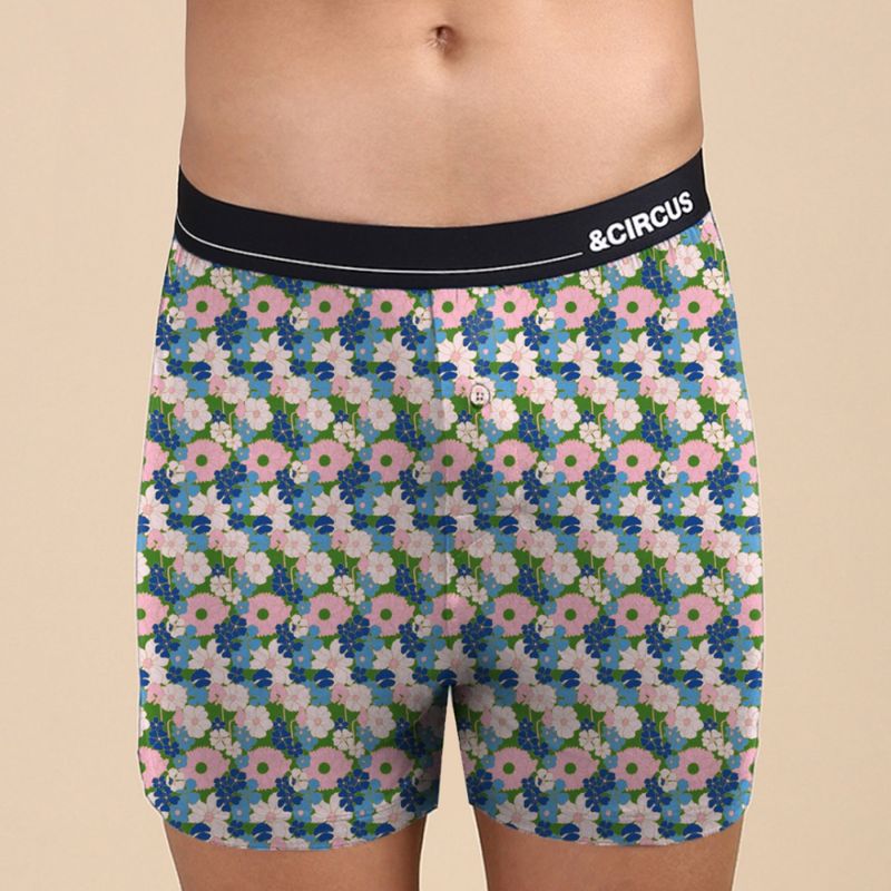 Tailor and Circus Men Boxer Mid Waist Blue (S)