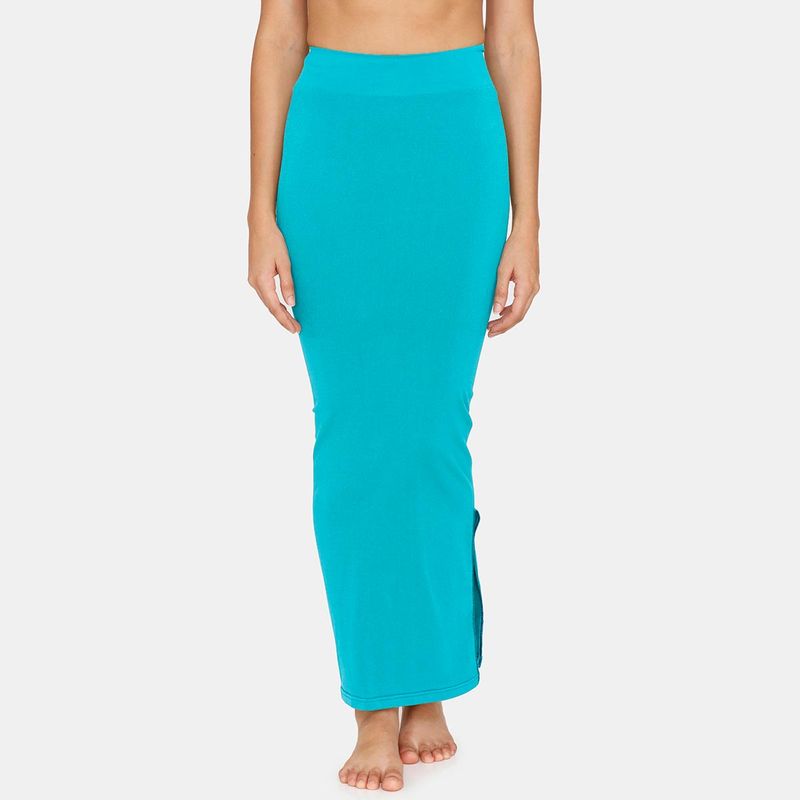 Zivame Seamless All Day Mermaid Saree Shapewear With Removable Drawcord - Turq Blue1 (XXL)