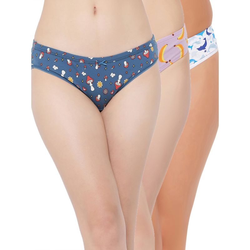 Clovia Cotton Spandex Low Waist Inner Elastic Bikini Panty (Pack of 3) (L)