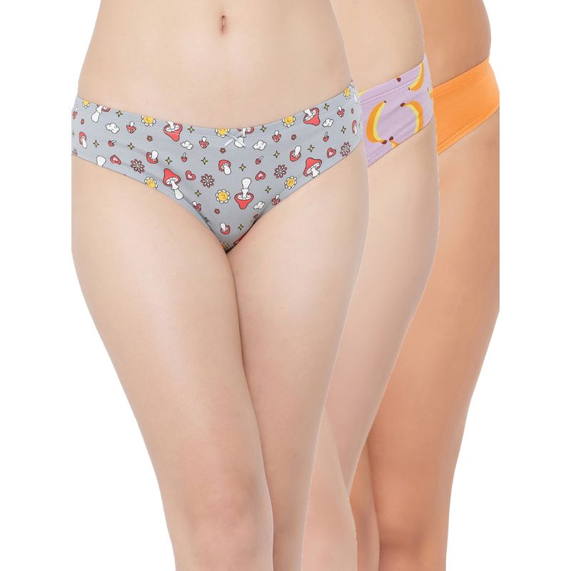 Clovia Cotton Spandex Low Waist Outer Elastic Bikini Panty (Pack of 3) (2XL)